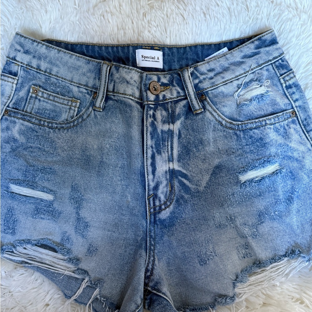 Special A Light Blue Distressed Jean Shorts